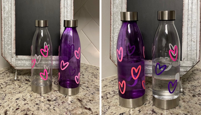 Color Changing Hearts Clear Water Bottle