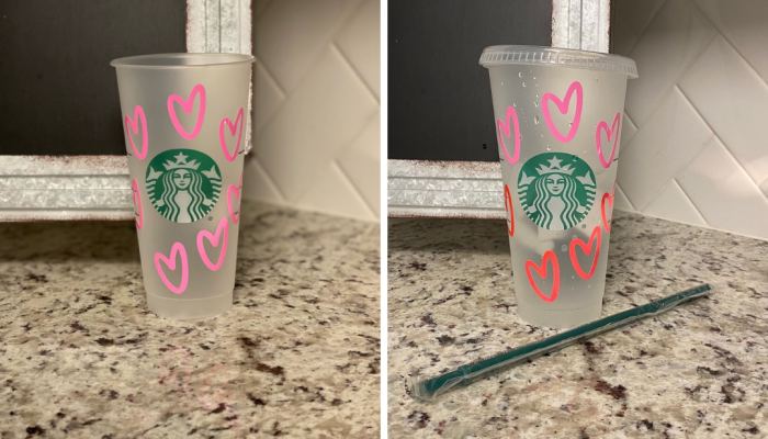 Color Changing Hearts Starbucks Cup⎮Starbucks Cup with Cold Color Changing Vinyl, Gift for Girl, Gift for Teen, Pink Hearts, Red Hearts