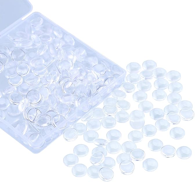 HAUTOCO Clear Glass Cabochons Round Cabochons Dome Tiles for DIY Earrings Necklaces Pendants Rings Cameo Photo Jewelry Making